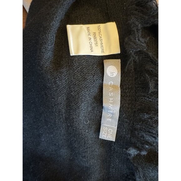 In Cashmere 100% Black Fringe Large Scarf ~ Super Soft 68"x15" - Picture 2 of 3